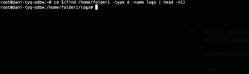 Dùng cd để vào thư mục đầu tiên tìm được