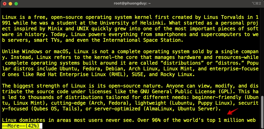 Bạn nhấn ENTER để đọc dòng tiếp theo