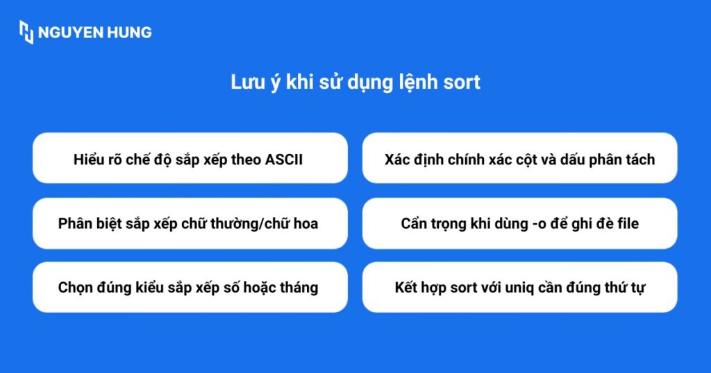 Lưu ý khi sử dụng lệnh sort