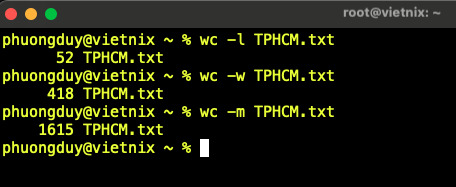 Đếm số lượng từ, dòng, ký tự riêng biệt của 1 file