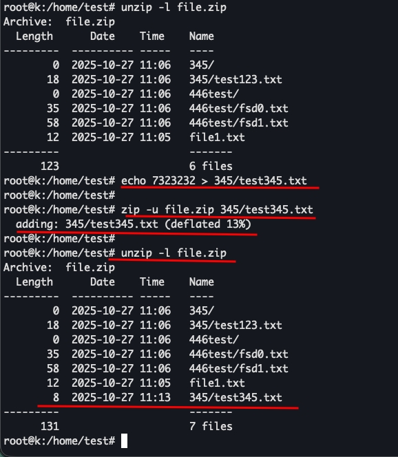 Cập nhật nội dung file nén