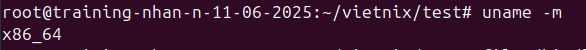 Nếu kết quả trả về là x86-64 hoặc x86_64 thì hệ điều hành đang sử dụng kiến trúc 64-bit