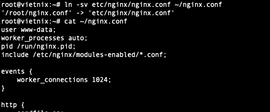 Tạo symbolic link cho config