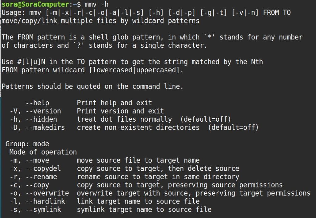Kết quả hiển thị sau khi chạy lệnh mmv