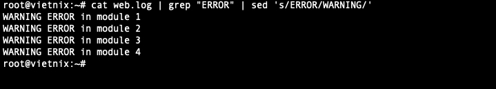 Kết hợp lệnh sed với pipe