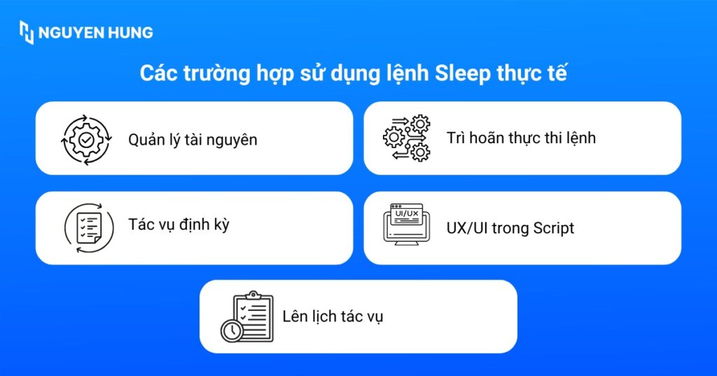 Các trường hợp sử dụng lệnh Sleep thực tế