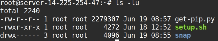Lệnh ls -lu hiển thị atime