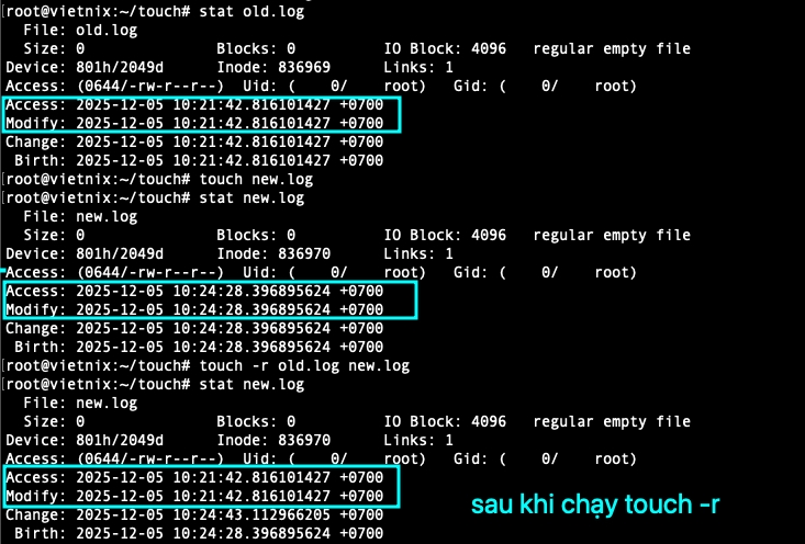 Đồng bộ timestamp giữa các file