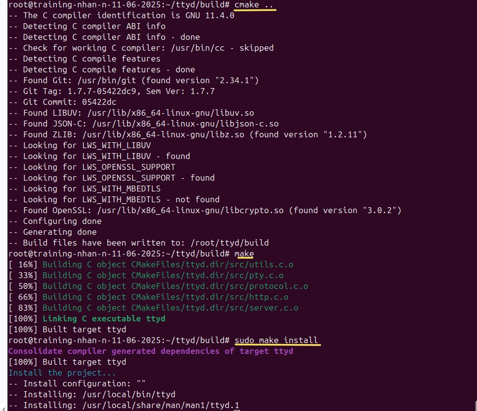 Kết quả sau khi clone và biên dịch từ mã nguồn