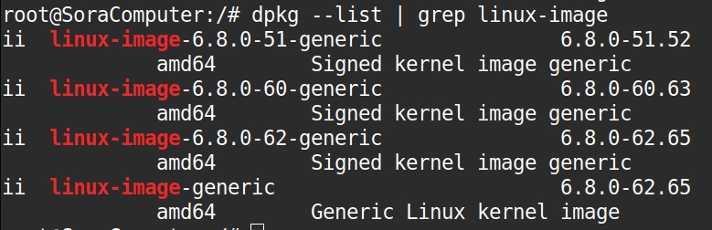 Bạn liệt kê các kernel đã cài đặt