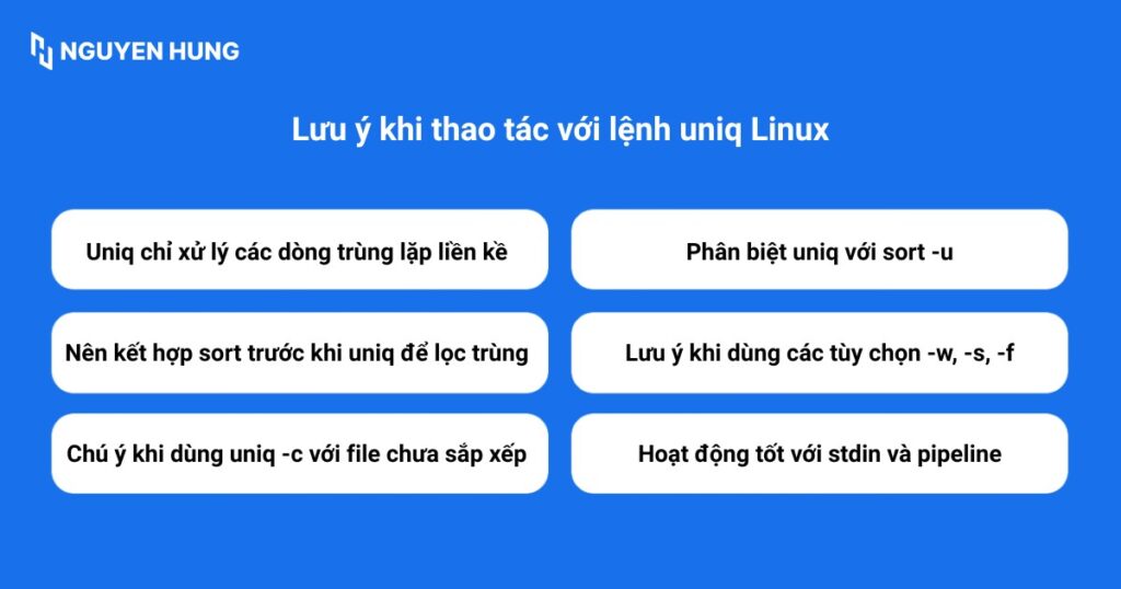 Lưu ý khi thao tác với lệnh uniq Linux