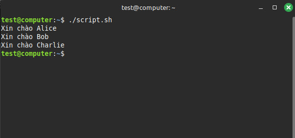Kết quả của câu lệnh vòng lặp bên trên