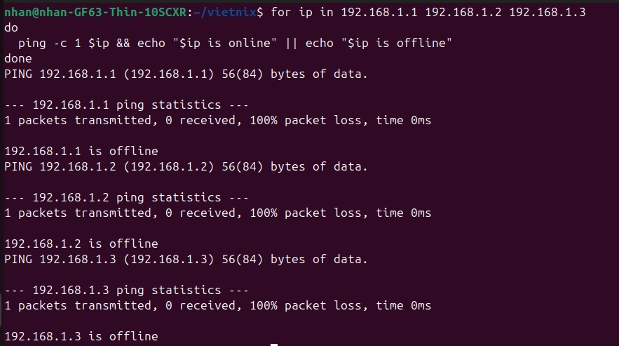 Kiểm tra trạng thái kết nối mạng