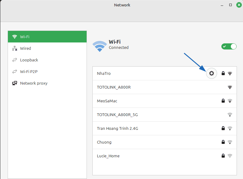 Chọn biểu tượng bánh răng