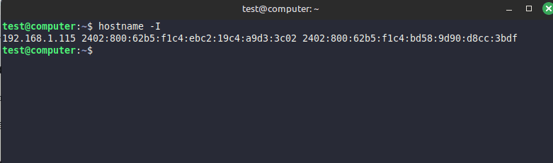 Lệnh $ hostname -I trả về danh sách các địa chỉ IP được gán cho máy