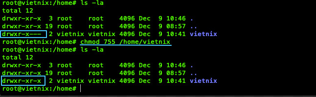 Dùng chế độ số để set quyền đầy đủ