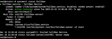 fail2ban khi đang hoạt động