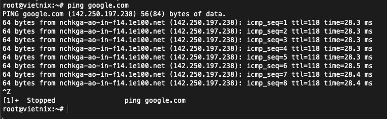Chạy một lệnh ở chế độ foreground và tạm dừng