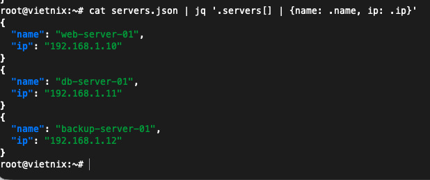 Lấy tên và IP dưới dạng object