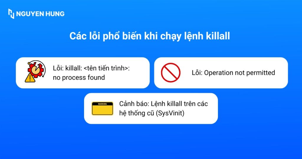 Các lỗi phổ biến khi chạy lệnh killall
