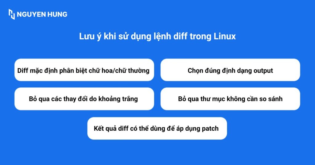 Lưu ý khi sử dụng lệnh diff trong Linux