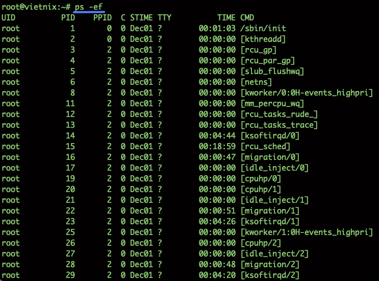 Xem tất cả các tiến trình (System V Style)