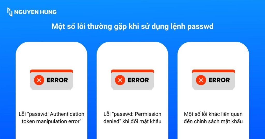 Một số lỗi thường gặp khi sử dụng lệnh passwd