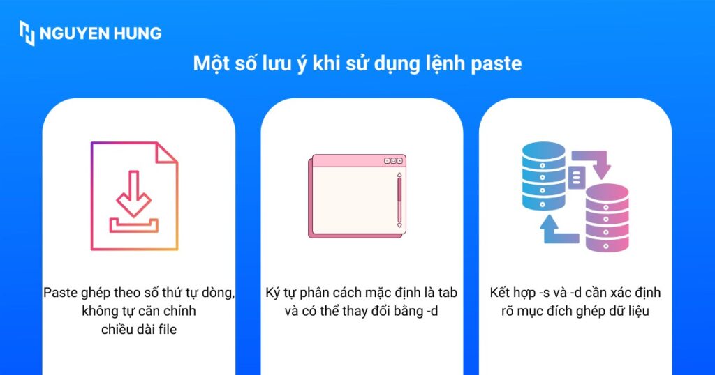 Một số lưu ý khi sử dụng lệnh paste