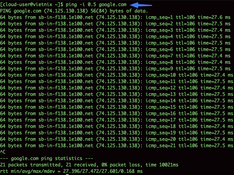 Kiểm tra tốc độ bằng cách đặt khoảng thời gian giữa các gói