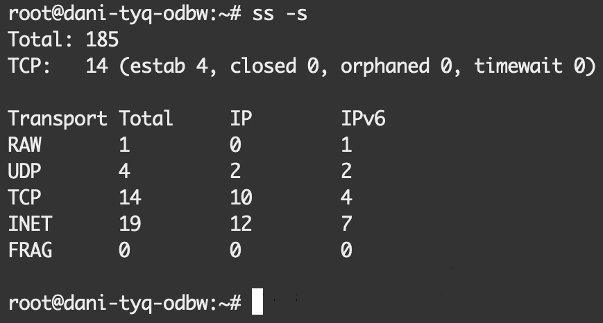 Bảng tóm tắt nhanh về tổng số socket đang được sử dụng