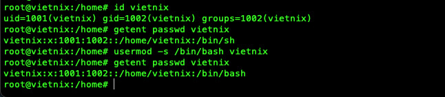 Thay đổi shell đăng nhập