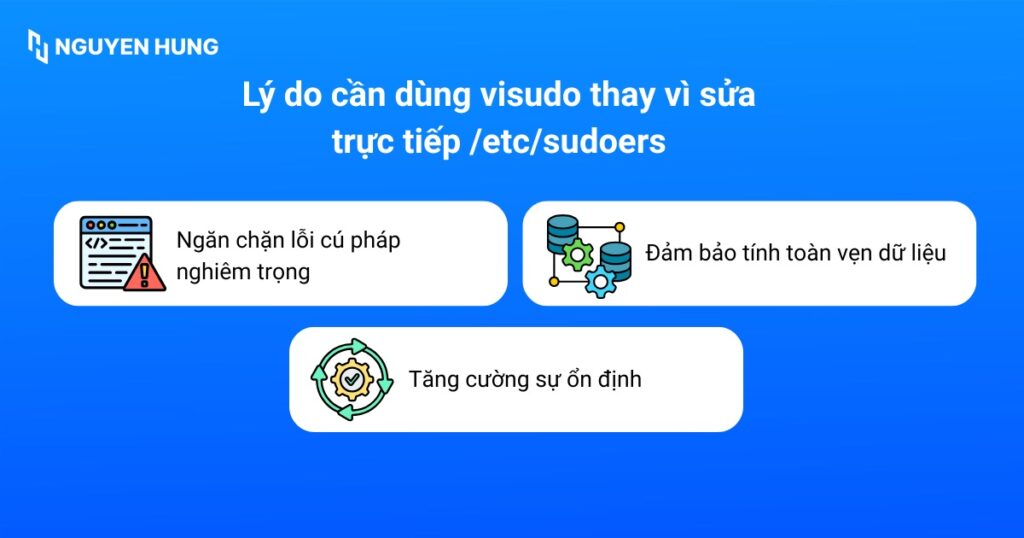 Vì sao cần dùng visudo thay vì sửa trực tiếp /etc/sudoers?