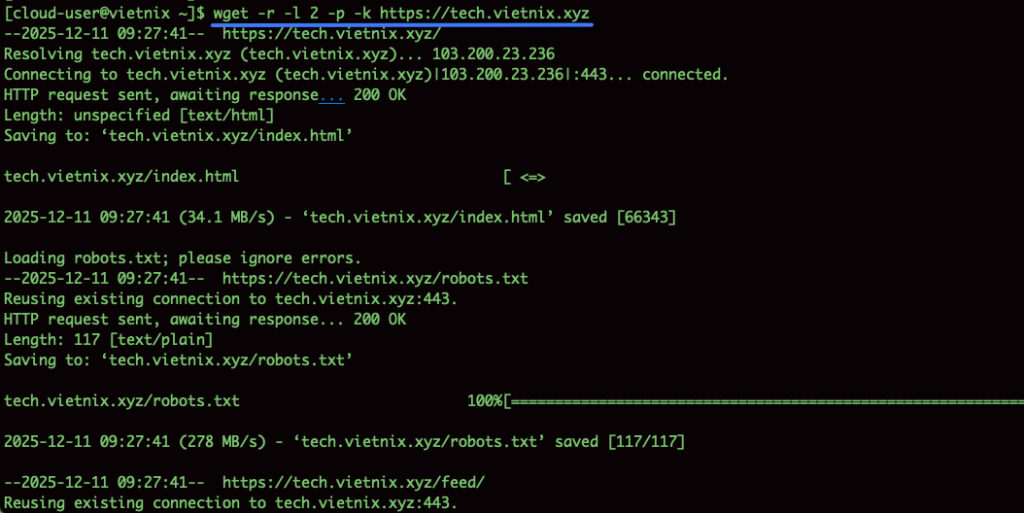 Tải về đệ quy toàn bộ trang web