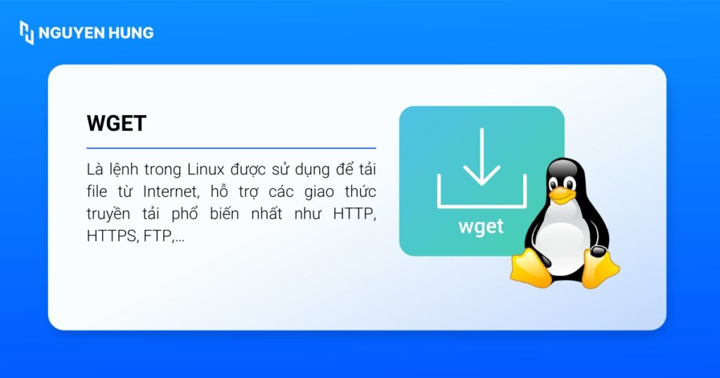 wget là lệnh được sử dụng để tải file từ Internet