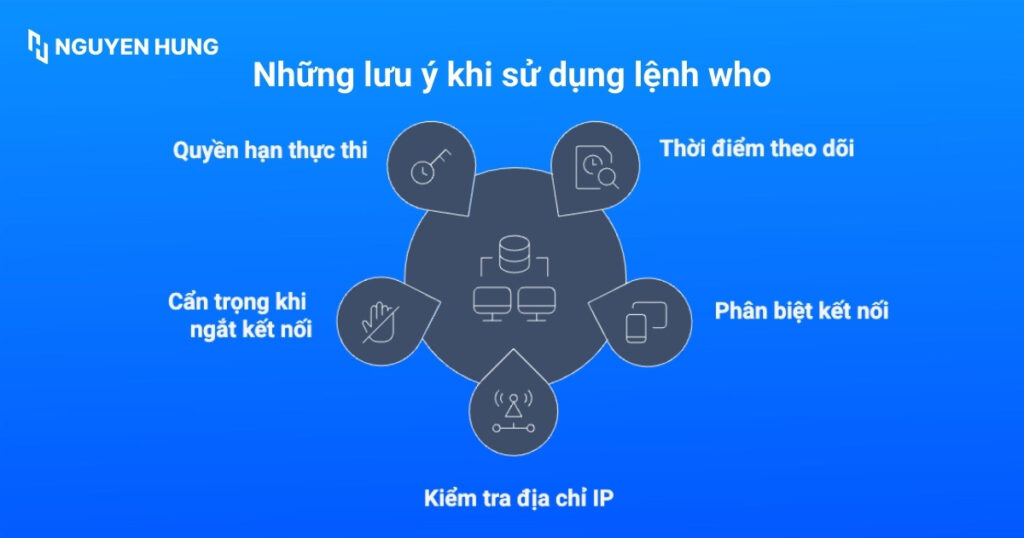 Những lưu ý khi sử dụng lệnh who
