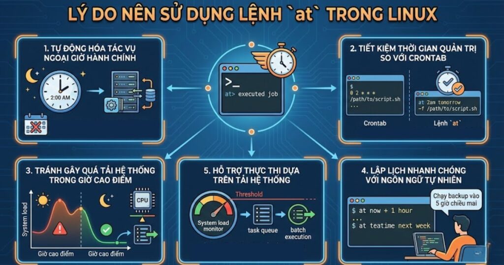 Lý do nên sử dụng lệnh at Linux