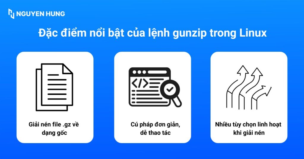 Đặc điểm nổi bật của lệnh gunzip trong Linux