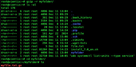 Bạn có thể sử dụng lệnh gzip -r myfolder/ để giải nén thư mục đệ quy