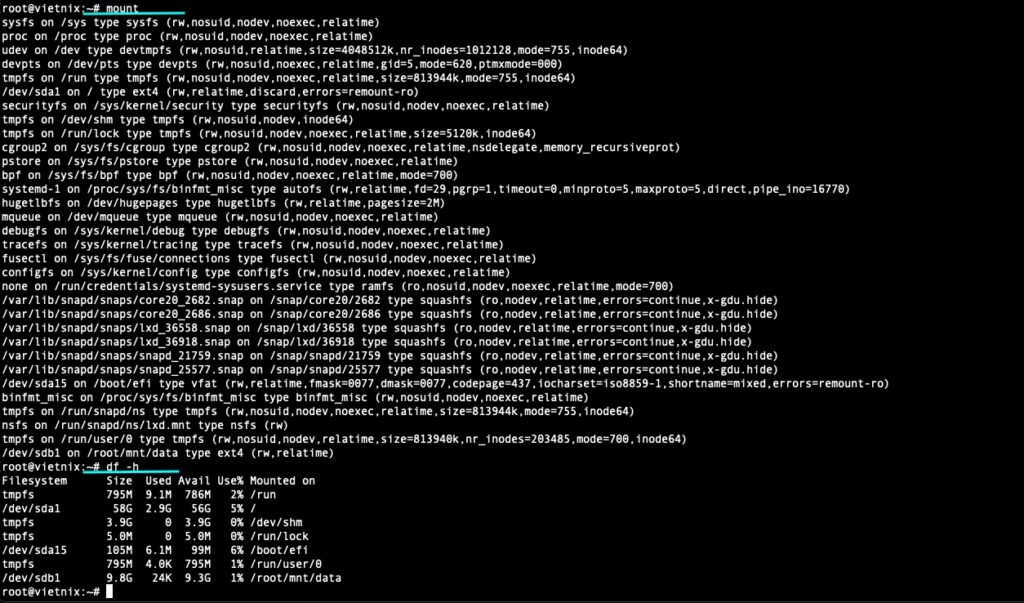 Xem các ổ đang mount