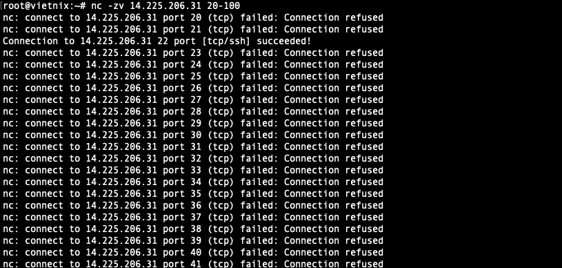 Quét nhanh một dải cổng