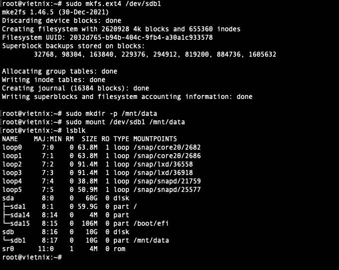 Format partition vừa tạo