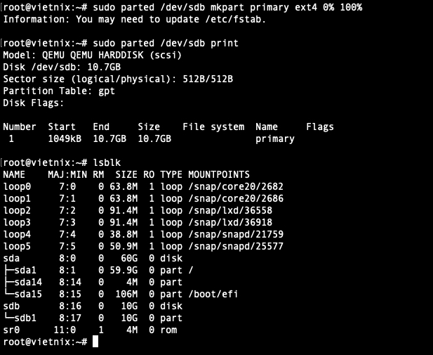 Kiểm tra lại cấu trúc vừa tạo bằng các lệnh sau