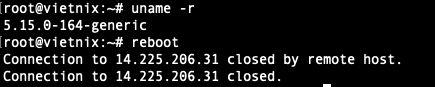 Reboot sau khi cập nhật kernel