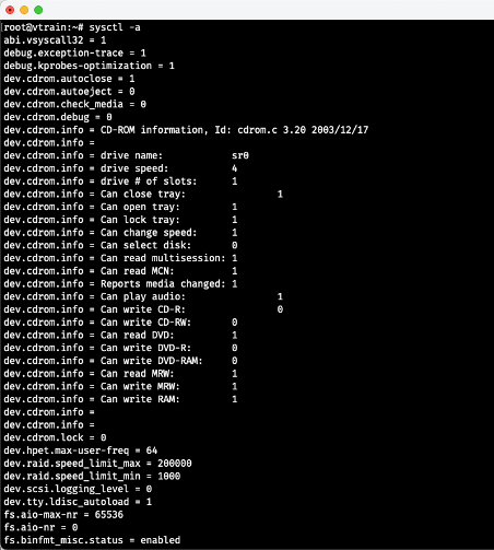 Xem danh sách tham số Kernel
