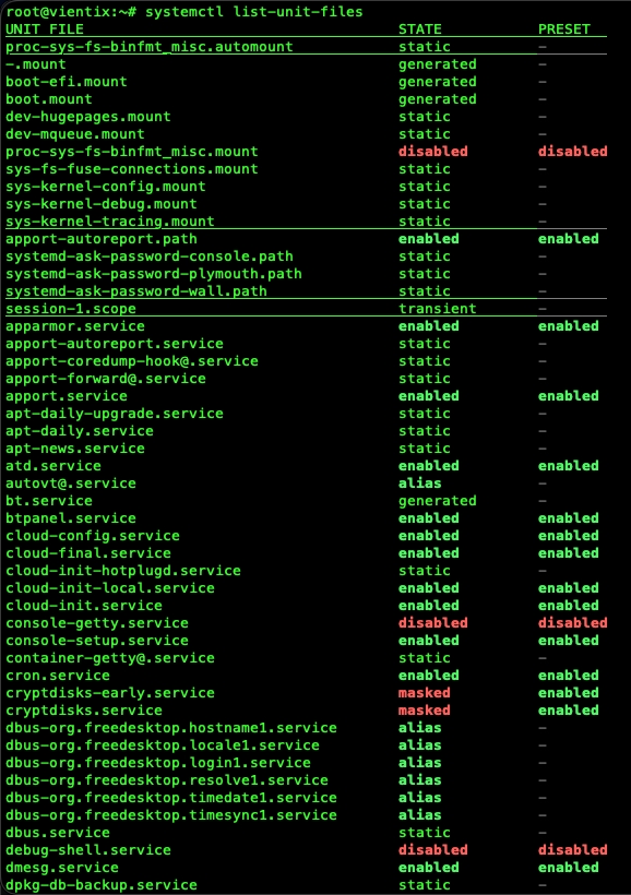 Liệt kê tất cả các unit đã được cài đặt