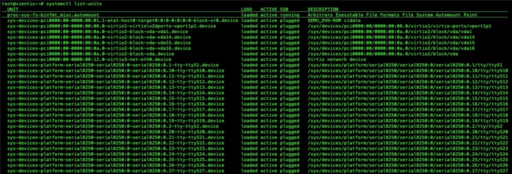 Liệt kê tất cả các unit đang chạy