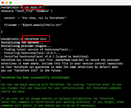Bạn cần tạo file main.tf và chạy terraform init