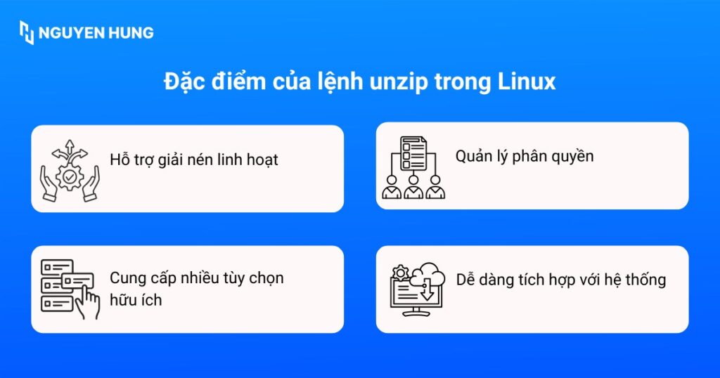 Đặc điểm của lệnh unzip trong Linux
