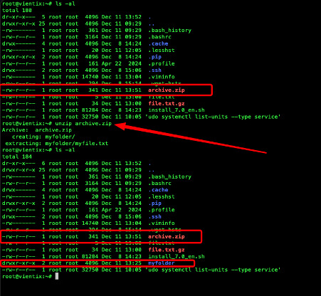 Giải nén file ZIP vào thư mục hiện tại