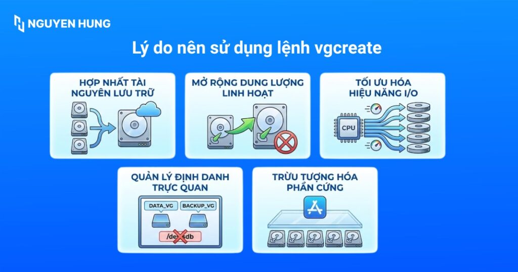 Lý do nên sử dụng lệnh vgcreate